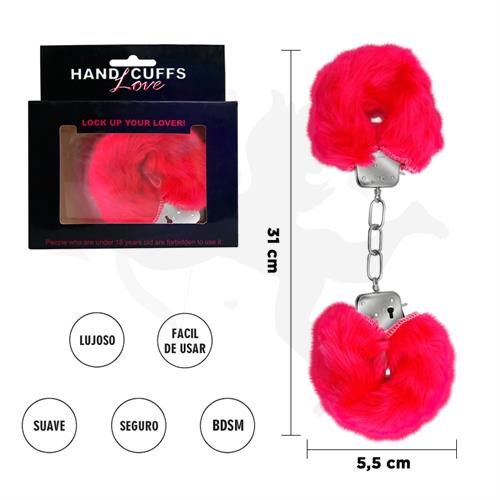 Esposas de metal cubiertas de peluche rosa